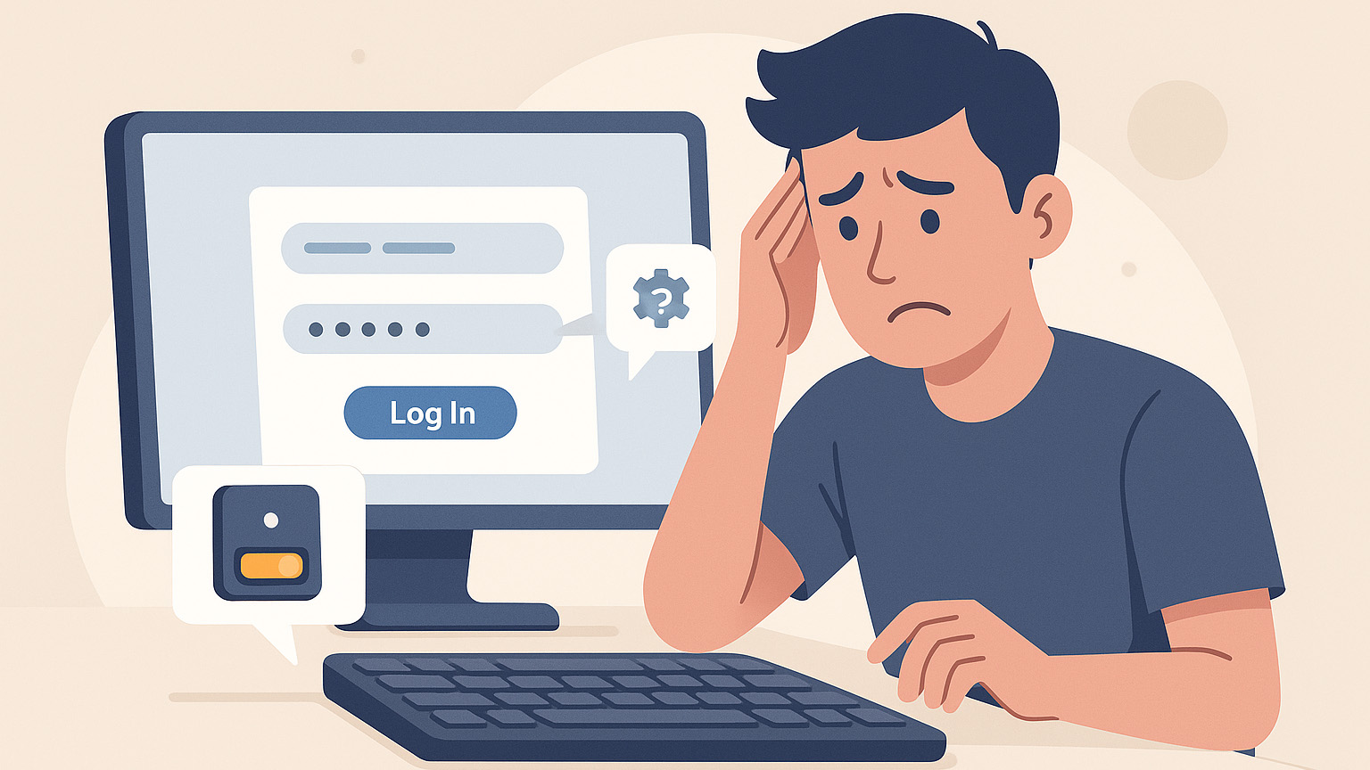 パスワード・ユーザー名の入力ミスのイメージイラスト