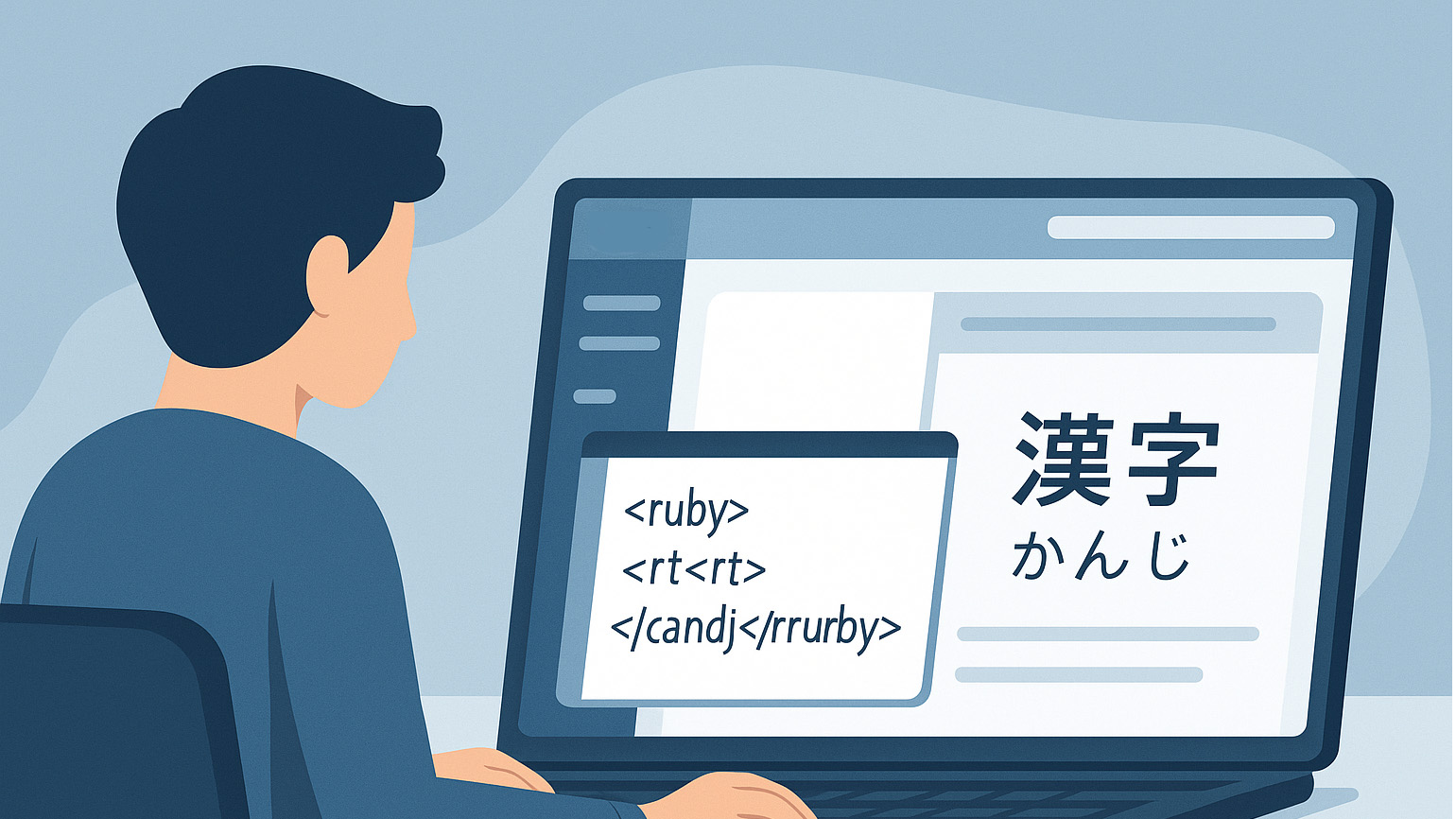 WordPressでルビを使う3つの方法をイメージするイラスト