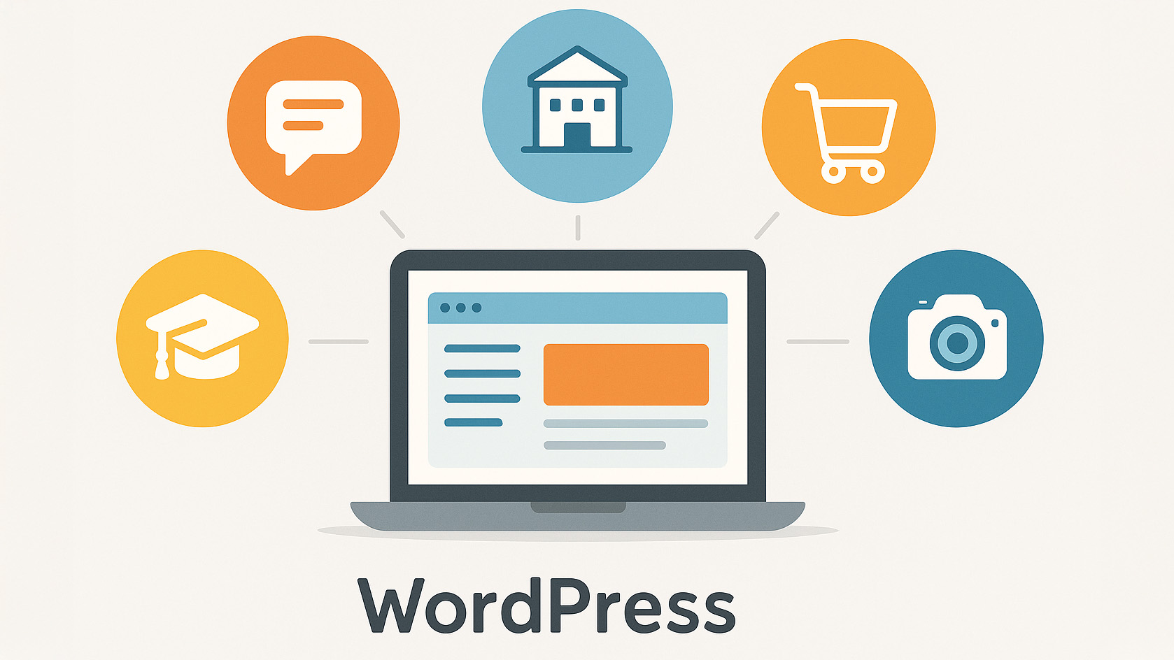 WordPressで作れる代表的なサイトの種類のイメージイラスト