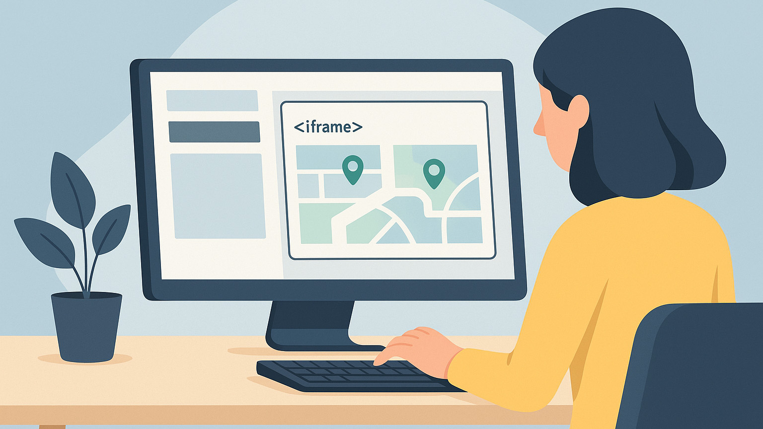 Googleマップを埋め込んでいる途中のイメージイラスト